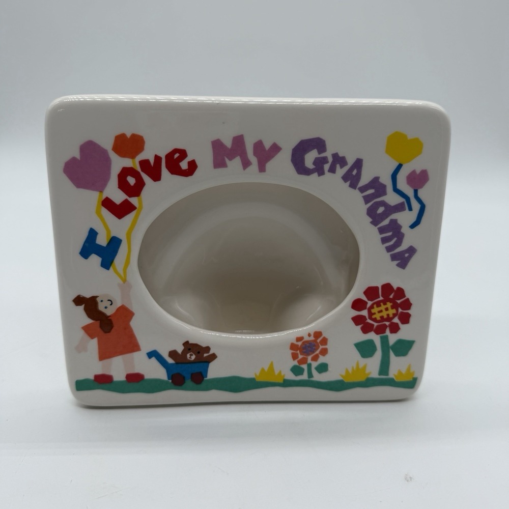 Vintage Russ Berrie Love My Grandma Ceramic Picture Frame Child Art
